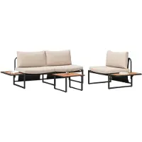 vidaXL Set om 2 Taupe Stålram 55 cm bordslängd Avtagbara överdrag