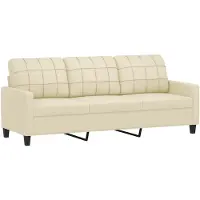 vidaXL 3-sitssoffa gräddvit 180 cm konstläder