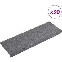 vidaXL Trappmattor självhäftande 30 st ljusgrå 65x21x4 cm
