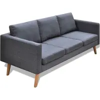 vidaXL Soffa 3-sits tyg mörkgrå