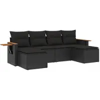 vidaXL Loungegrupp med dynor 6 delar svart konstrotting