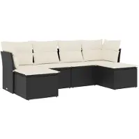 vidaXL Loungegrupp med dynor 6 delar svart konstrotting