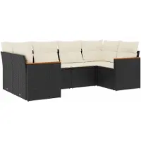vidaXL Loungegrupp med dynor 6 delar svart konstrotting