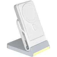 Exogio Folding 5-in-1 Wireless Charging Power Stand with Magnetic Charging, for 16 Pro and Watch Ultra 8 White
