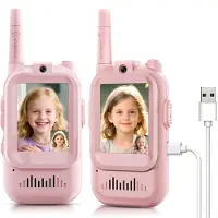 Jojomino Video Walkie-Talkies för Barn, Handhållna Uppladdningsbara Videointercom Walkie-Talkies Leksaker för Familjespel, Camping och Vandring