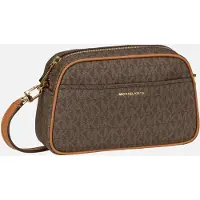 Michael Kors för kvinnor. 32F5GJ6C5B Jet Set kamera axelremsväska liten med brun logotyp (OSFA), Casual, Hud
