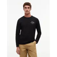 Tommy Hilfiger T-shirt 'Logo Long Sleeve' svart / vit
