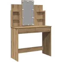 vidaXL Sminkbord med LED artisan ek 96x40x142 cm