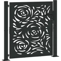 vidaXL Trädgårdsgrind svart 105x106 cm stål flamma design