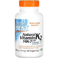 Doctors Best , Naturlig Vitamin K2 MK-7 med MenaQ7, 45 mcg, 180 Veggie Kapslar