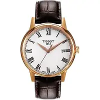 Tissot Carson-serien Kvartsverk 30M Vattentålig Klocka 40Mm Vit Urtavla Rostfritt Stålboett Läderarmband Herrklockor T085.410.36.013.00 White Dial Brown Strap white