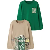 Name it T-shirt 'NKMVELDO' ljusbrun / vass / svart / off-white