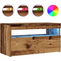vidaXL TV-bänk med LED-lampor åldrat trä 75x35x40 cm konstruerat trä