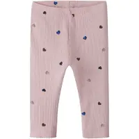 Name it Leggings - Noos - NbfNutti - Brun Lilac/Hearts - - 1½ år (86) - Leggings