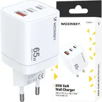Wozinsky GaN 65W Väggladdare med 2 USB-C och 1 USB-A