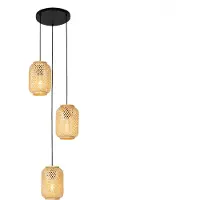 QAZQA Orientalisk pendellampa i bambu 3-ljus - Yvonne