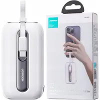 JOYROOM mini powerbank 10000mAh Colorful Series 22.5W med USB C- och Lightning-kablar vit (JR-L012)