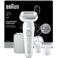Braun Silk-épil 9 -061, Vit, 40 pincetter, MicroGrip, 0,5 mm, Batteri, Inbyggt batteri