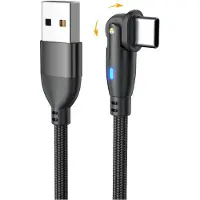 INF 2-pack USB till Type-C 180 roterande laddningskabel - snabbladdning och dataöverföring Black 2 m