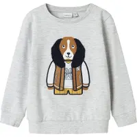 Name it Sweatshirt - NmmKamden - Ljustgråmelerad m. Tryck - - 4 år (104) - Sweatshirt