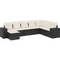 vidaXL Loungegrupp för trädgården med dynor 8 delar svart konstrotting