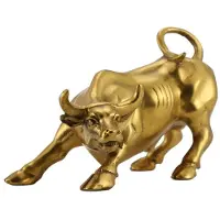 Typecat Feng Shui Fortune MäSsingstjurstaty, Skulptur Hemdekoration Gyllene Koppartjur Representerar Lycka Till i KarriäRen