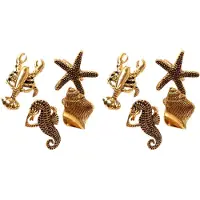 Tlily 8St Marine Series Shells SjöStjäRna Hippocampus Servettring Modellrum High-End Hotel ServettspäNne Servettring Matsal