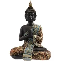 Tlily Buddhastaty Thailand Skulptur Harts Handgjord Buddhism Hindu Feng Shui Statyett Meditation Heminredning Prydnad