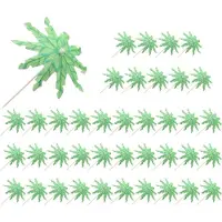 Tlily GröNt KokosnöTträD Tandpetare Papper Paraply Tandpetare Handgjorda Cocktail Parasoll Pinnar för Cocktaildekorationer