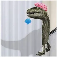 Typecat Rolig dinosaurie duschdraperi badrum med krok tecknad badtyg