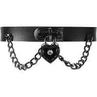 Tlily HjäRthäNge i LäDer Halsband Gothic Lolita Punk Choker Svart