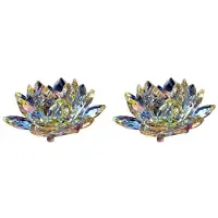 Torribaly 2X C Kristall Lotus Blomma Statyett Alla Hjärtans Bröllopsdekor Glas Hantverkskollektion Paperweight Bordsdekorationer Souvenirpresent