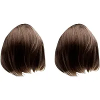 Torribaly 2X Korta Raka Bob-Peruker Brazilian Virgin MänniskohåR Peruker Hela Peruker (40cm) Brun Färg