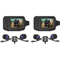 Typecat 2X Motorcykelkamera Dash Cam, 2-Tums IPS-SkäRm 1080P+720P Dual AHD Bike Dashcam G-Sensor Parkeringsläge KöRinspelare Svart