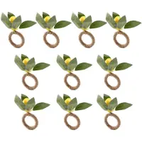Tlily 10 ST Handgjorda Servettringar Gul Faux Citron med Vine Servettring för BröLlop, Middag, Bankett, Serviett