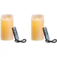 Torribaly 2X LED-Ljus, Flimrande Flamlösa Ljus, Laddningsbart Ljus, äkta Vaxljus med Fjärrkontroll, 10 cm A