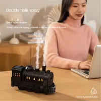 Jehiatek Train Luftfuktare för aromaterapi – diffusor med kall ånga och olja, retro-diffusorer, med fjärrkontroll och UK-plugg