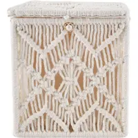 Tlily Mjukpappersfodral Boho Decor Fyrkantig PappersmjukpappershåLlare med PäRlspäNne Makrame ServettväVnad Organizer Heminredning