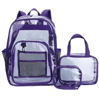 Tlily Unisex Vattentät Ryggsäck Transparent Tonåringar Ryggsäckar med Stor Kapacitet 3-Delad Kostym Bärbar Multifunktionell Väska, C