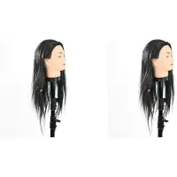 Torribaly 2st 40 cm Skyltdocka Huvud Långt Svart Hår Peruker Styling Träning Träning Frisör Dockor Manikin Peruk Dummy Kosmetologimodell