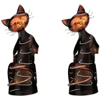 Tlily 2X KattvinhåLlare Kattformad VinhåLlare Stativ Metall Dekorativ KattvinflaskhåLlare Skulptur