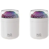 Melitt 2X Glaskopp Luftfuktare Färgglad Ljus Sängbordsdekoration Nattljus Usb Large Mist Luftfuktare Vit