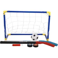 Melitt 2 i 1 Utomhus/Inomhus Barn Sport Fotboll och Ishockeymål med Bollar och Pump Träning Scrimmage-Spel Fotbollsleksaksset