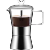 Typecat Moka induktionshäll espressobryggare, glasskiva och rostfri kastrull
