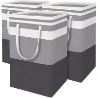 Tlily 3Pack HopfäLlbar TväTtkorg, VattentäT, FriståEnde TväTtkorg med FöRläNgda Handtag för KläDleksaker 75L