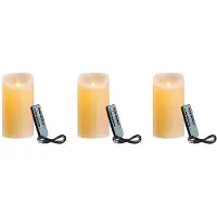 Melitt 3X LED-Ljus, Flimrande Flamlösa Ljus, Laddningsbart Ljus, äkta Vaxljus med Fjärrkontroll, 10 cm A