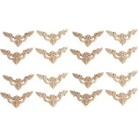Melitt 16pcs 8 x 8cm Wood Carved Corner Onlay Furniture Home Decorations Unpainted Applique