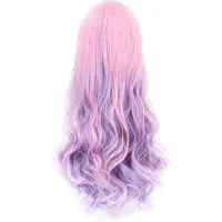 Typecat Regnbågslång Vågig Cosplay Peruk Gradient Värmebeständig Fiber Naturlig Sy