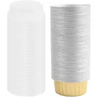 Wella 100 St EngåNgsbäGare Av Aluminiumfolie Creme Brulee Dessert Ovala Muffinsmuggar med Lock TåRta ÄGgverktyg