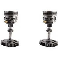 Typecat 2X Carving Kolv Skalle Ansikte Realistisk Skalle Skulptur Huvud Staty Kontor Hembord Presenter Halloween